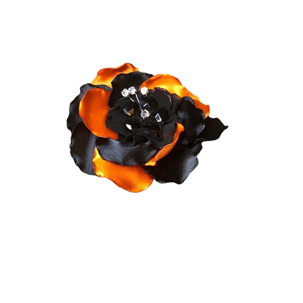Elegant Black and Orange Floral Hair Clip